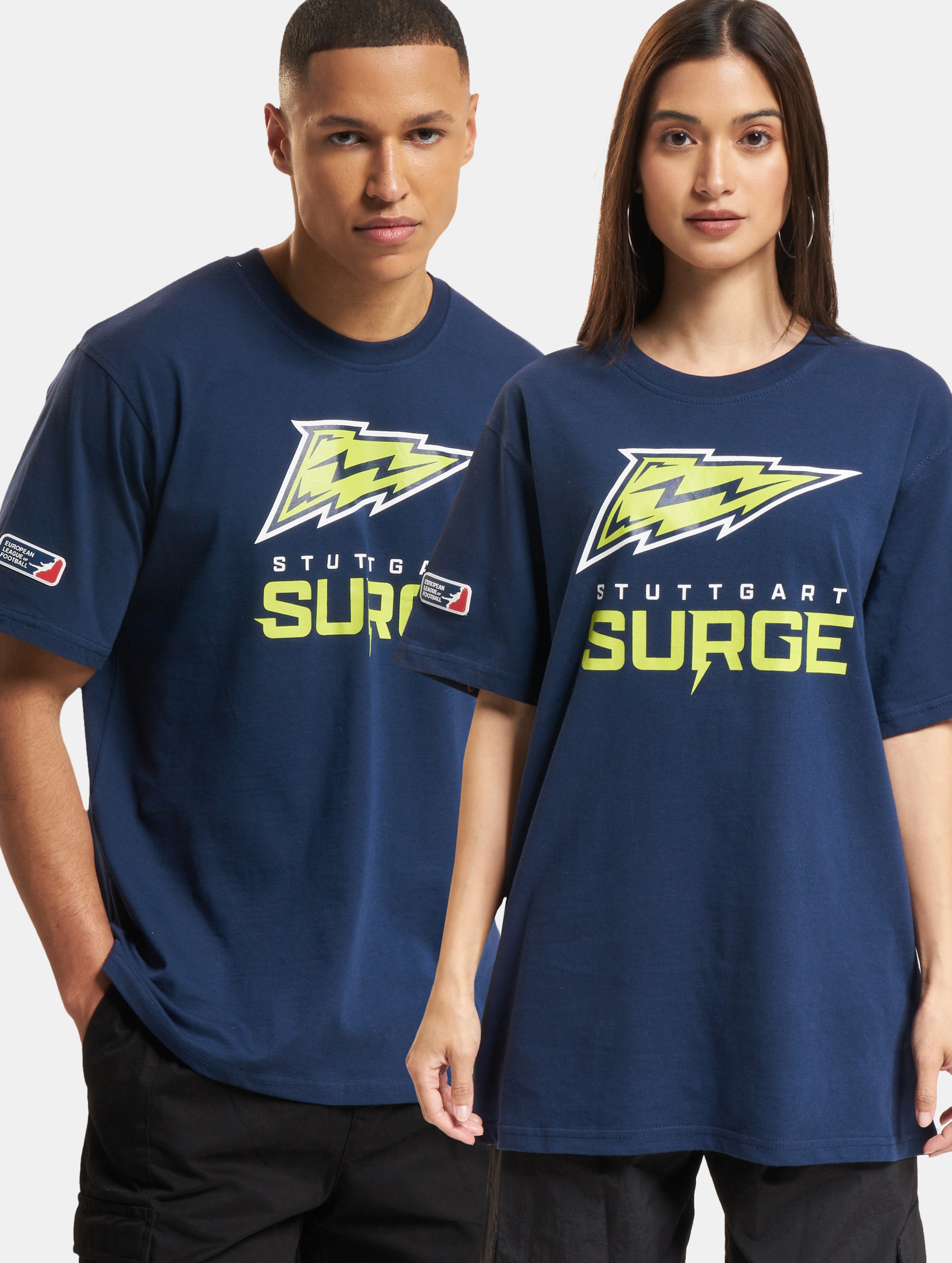 European League Of Football ELF Stuttgart Surge 1 T-Shirt Unisex op kleur blauw, Maat XS