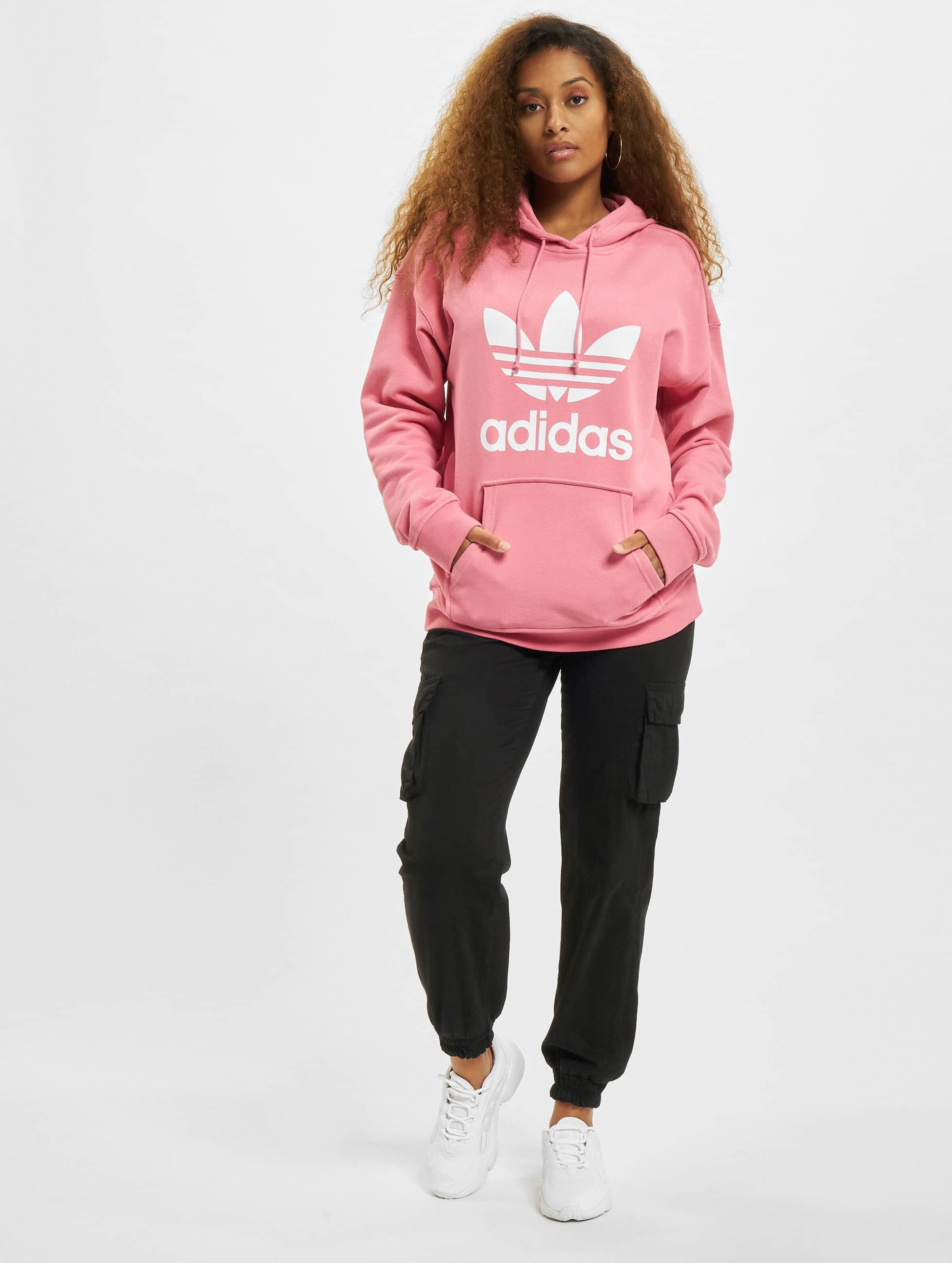 Adidas trefoil hoodie women's on sale pink