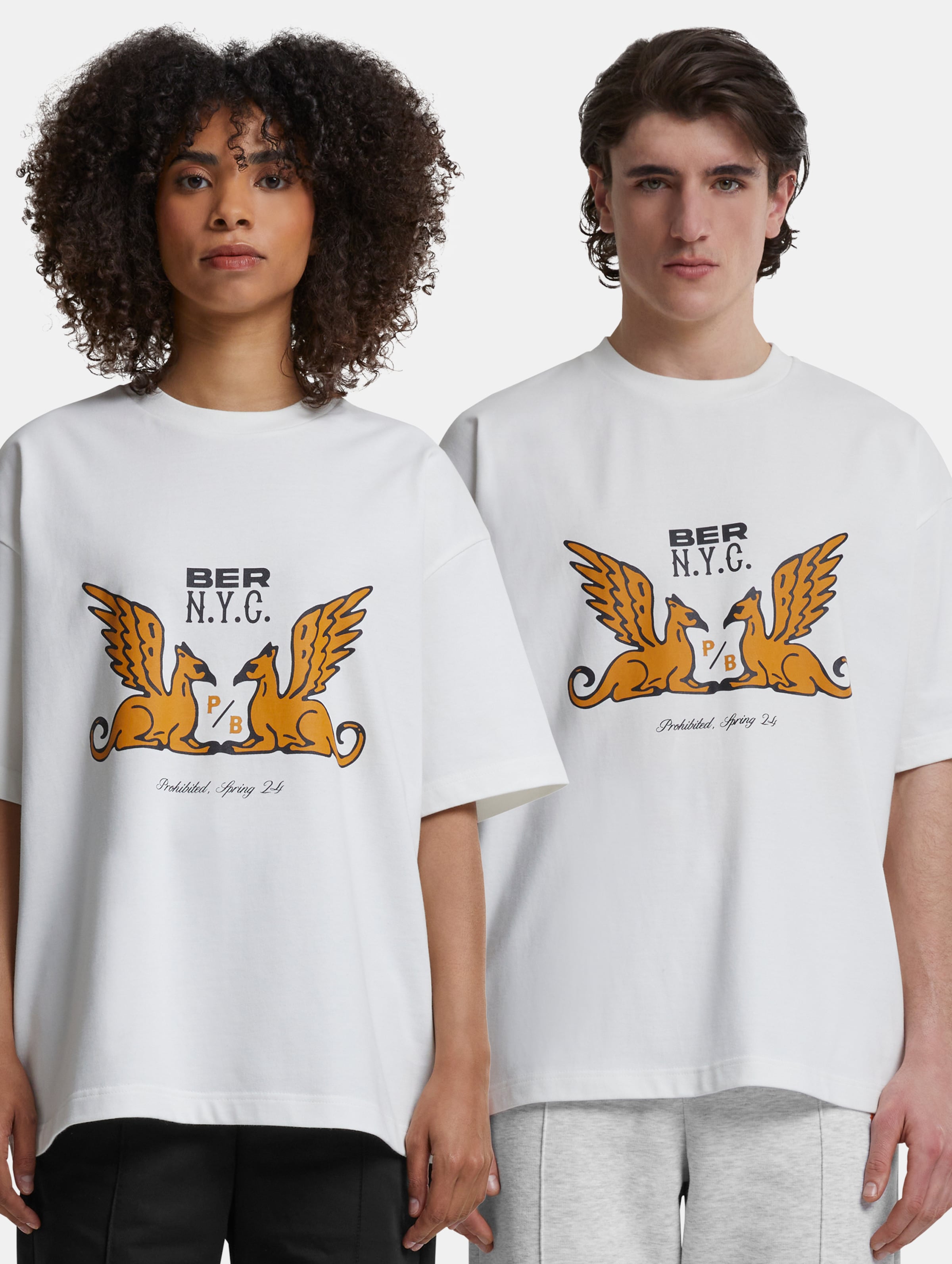 Prohibited Griffin T Shirt Frauen,Männer,Unisex op kleur wit, Maat XS