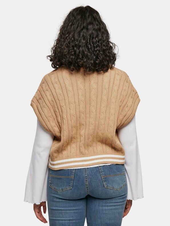 Ladies Cropped Knit College Slipover-1