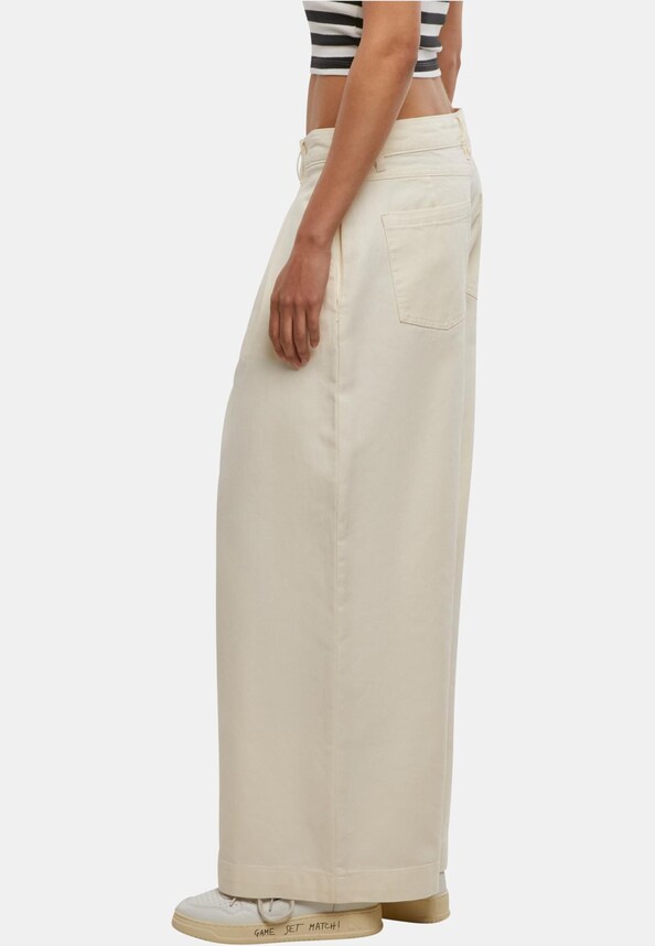 Ladies Wide Leg Light Denim Pants-2