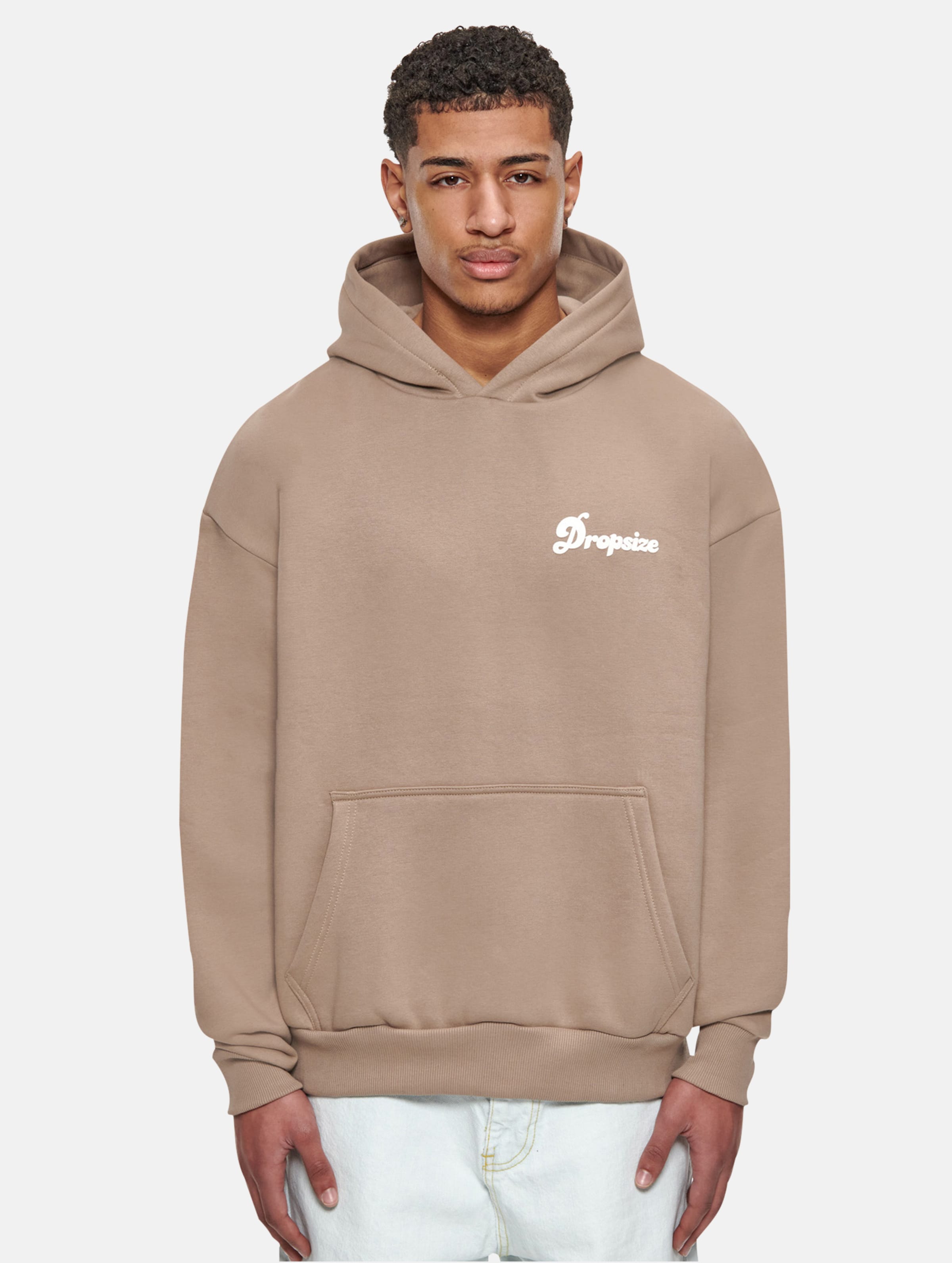 Dropsize Heavy Oversize Bubble Logo Hoodies op kleur beige, Maat XL