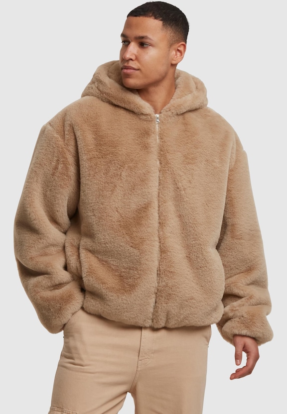 Full Zip Faux Fur Hoodie-0
