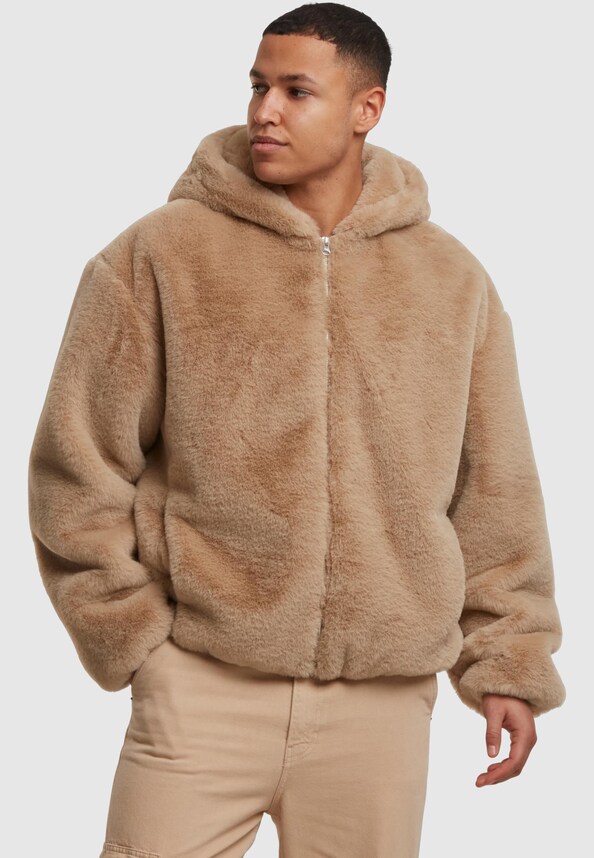 Full Zip Faux Fur Hoodie-0