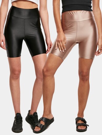 Ladies Highwaist Shiny Metallic Cycle 2-Pack