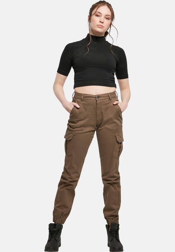 Ladies High Waist Cargo Pants-3
