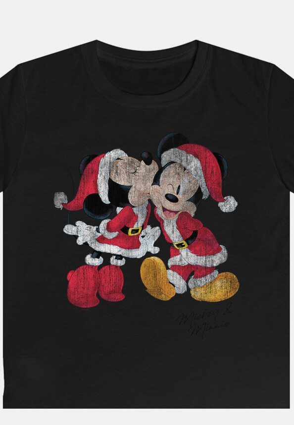 Disney Mickey And Minnie Christmas Kiss with Kids Basic Tee-0