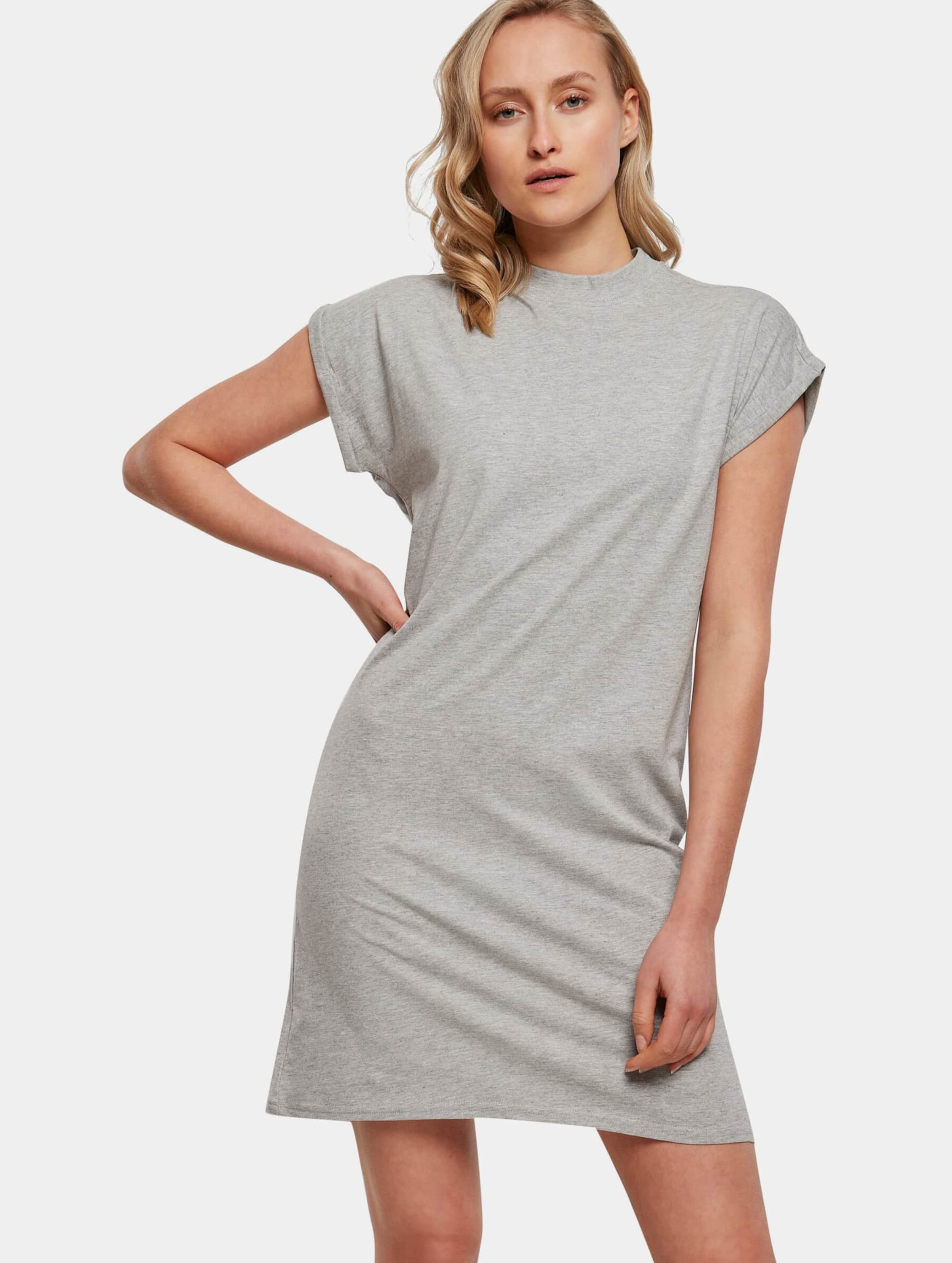 Build Your Brand Ladies Turtle Extended Shoulder Dress Vrouwen op kleur grijs, Maat 3XL
