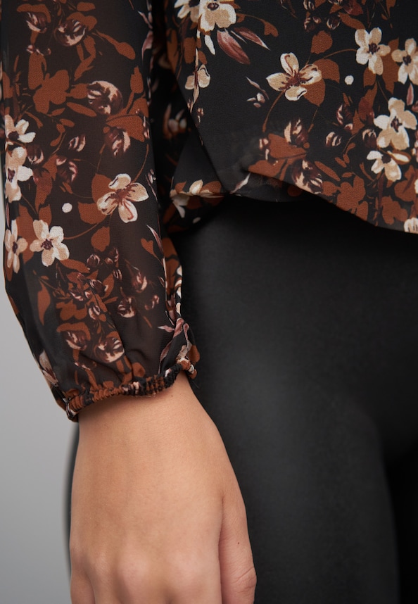 Chiffon Langarm Bluse Blumenmuster all over Print 2-lagig-5