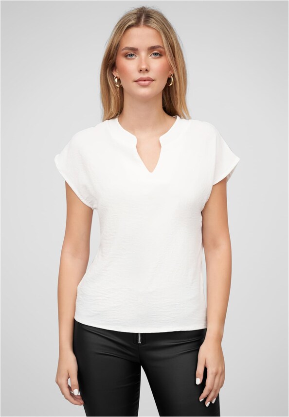 Musselin Bluse mit V-Ausschnitt-0