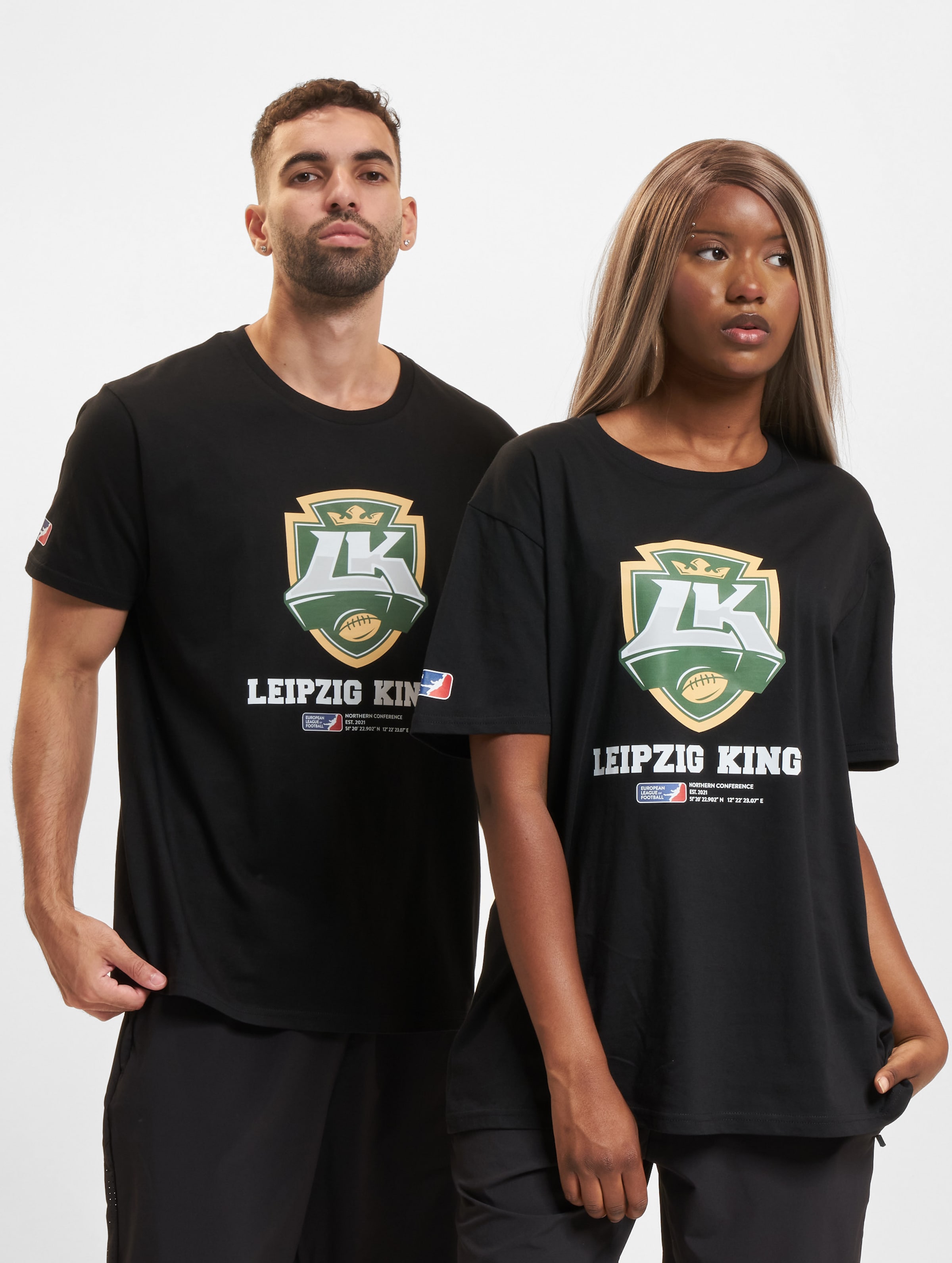 European League Of Football EFL Leipzig Kings DNA T-Shirt op kleur zwart, Maat L