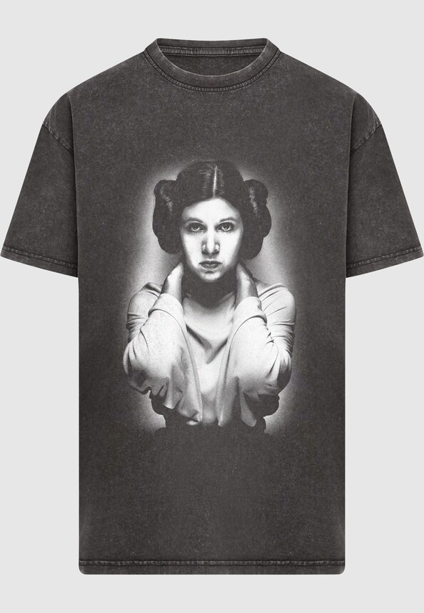 Star Wars Princess Leia Picture Acid Wash Heavy Oversize Tee-2