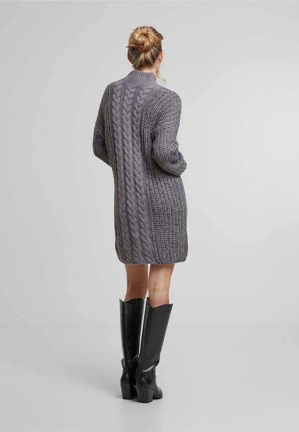 NMLORI L/S HIGH NECK CABLE KNIT DRESS-3