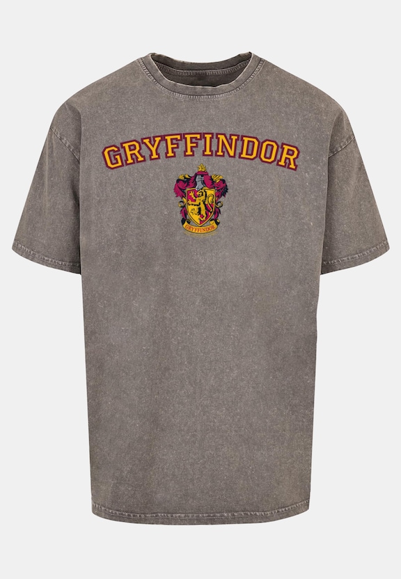 Harry Potter - Hogwarts Gryffindor Crest Acid Washed Oversize Tee-4