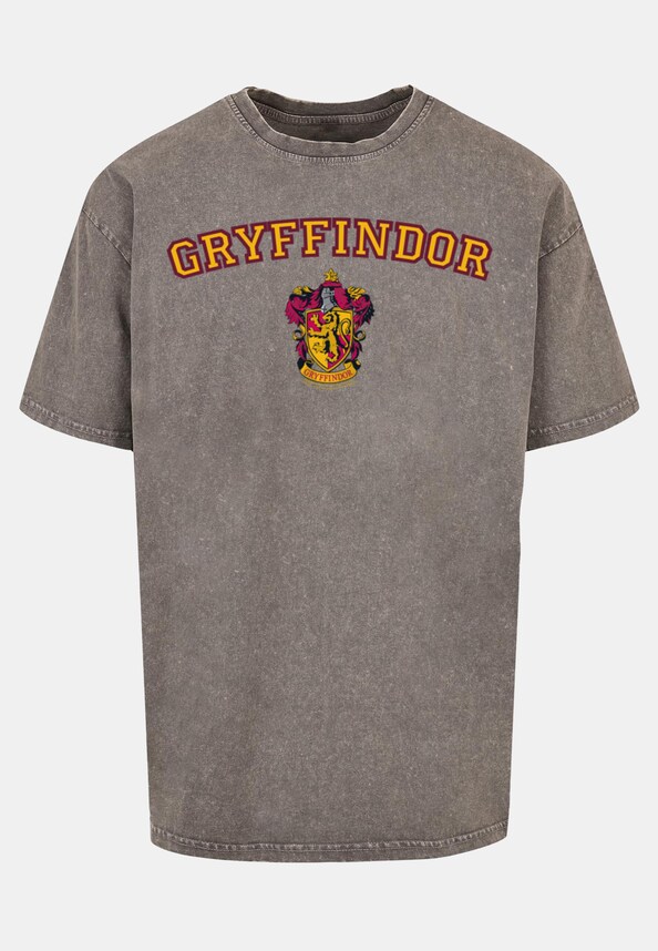 Harry Potter - Hogwarts Gryffindor Crest Acid Washed Oversize Tee-4