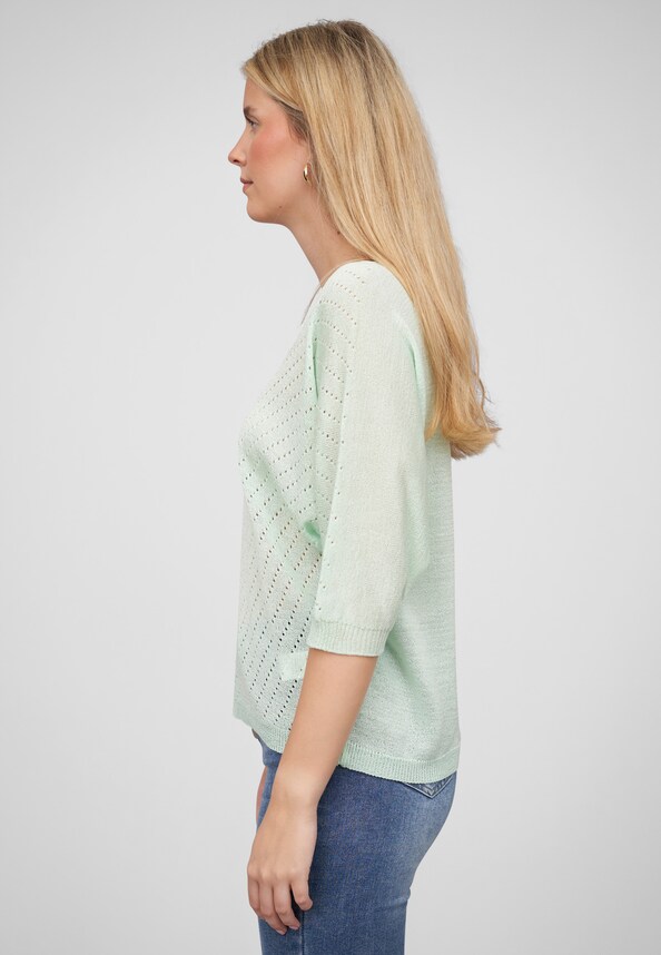 Cloud5ive Damen 3/4 Arm Top mit Fledermausärmeln und Lochmuster-2