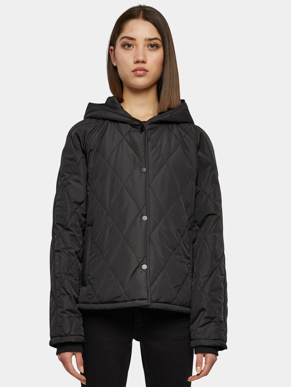 Ladies Oversized Diamond Quilted Hooded Jacket-2