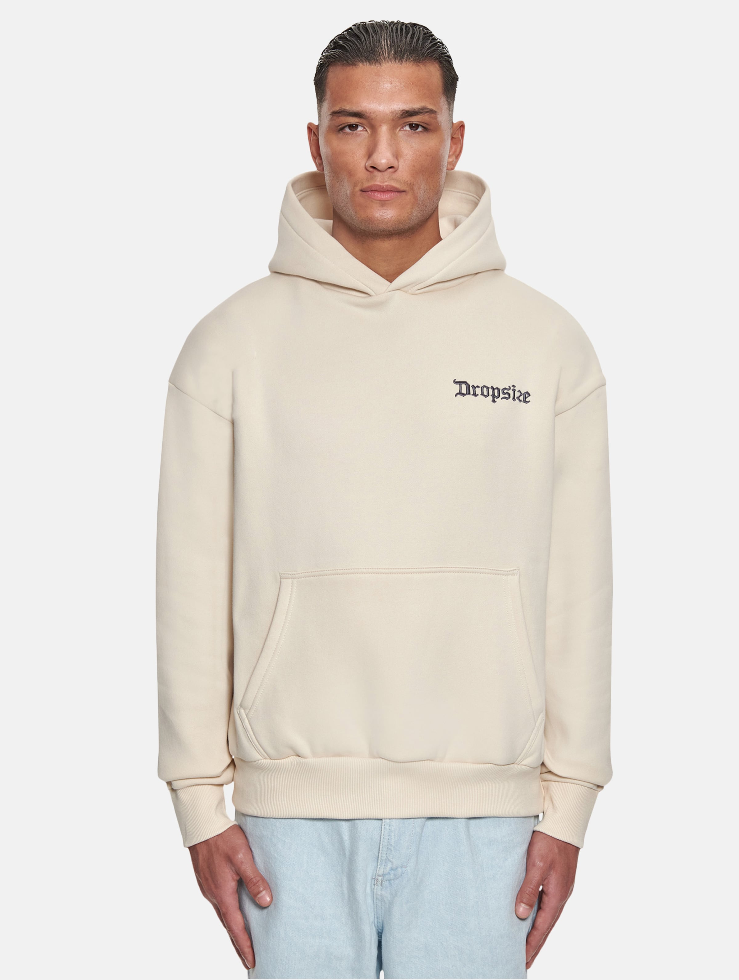 Dropsize Heavy Oversize Fear Death Hoodies op kleur beige, Maat XS