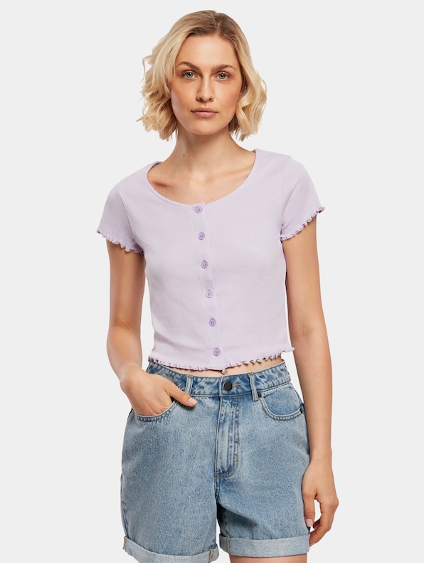  Ladies Cropped Button Up Rib-0