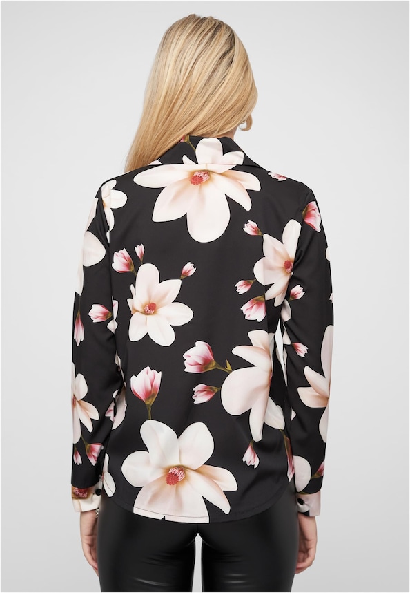 Langarm-Bluse mit Knopfleiste u. Blumenprint-1