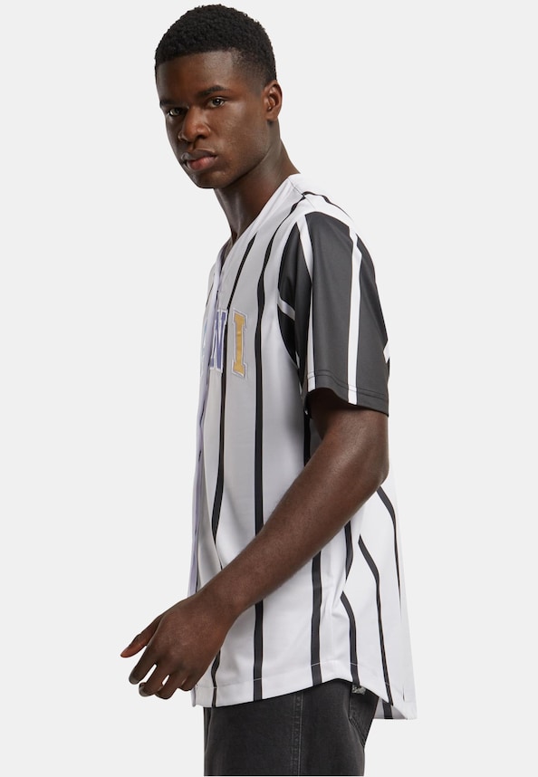 KM241-040-1 Karl Kani Serif Striped Block Baseball Shirt-2