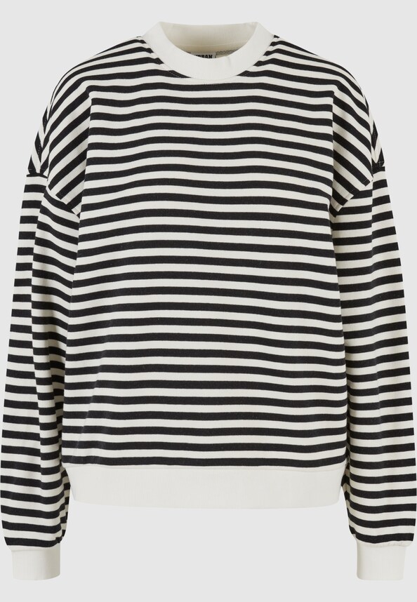 Ladies Oversized Striped Crewneck-4