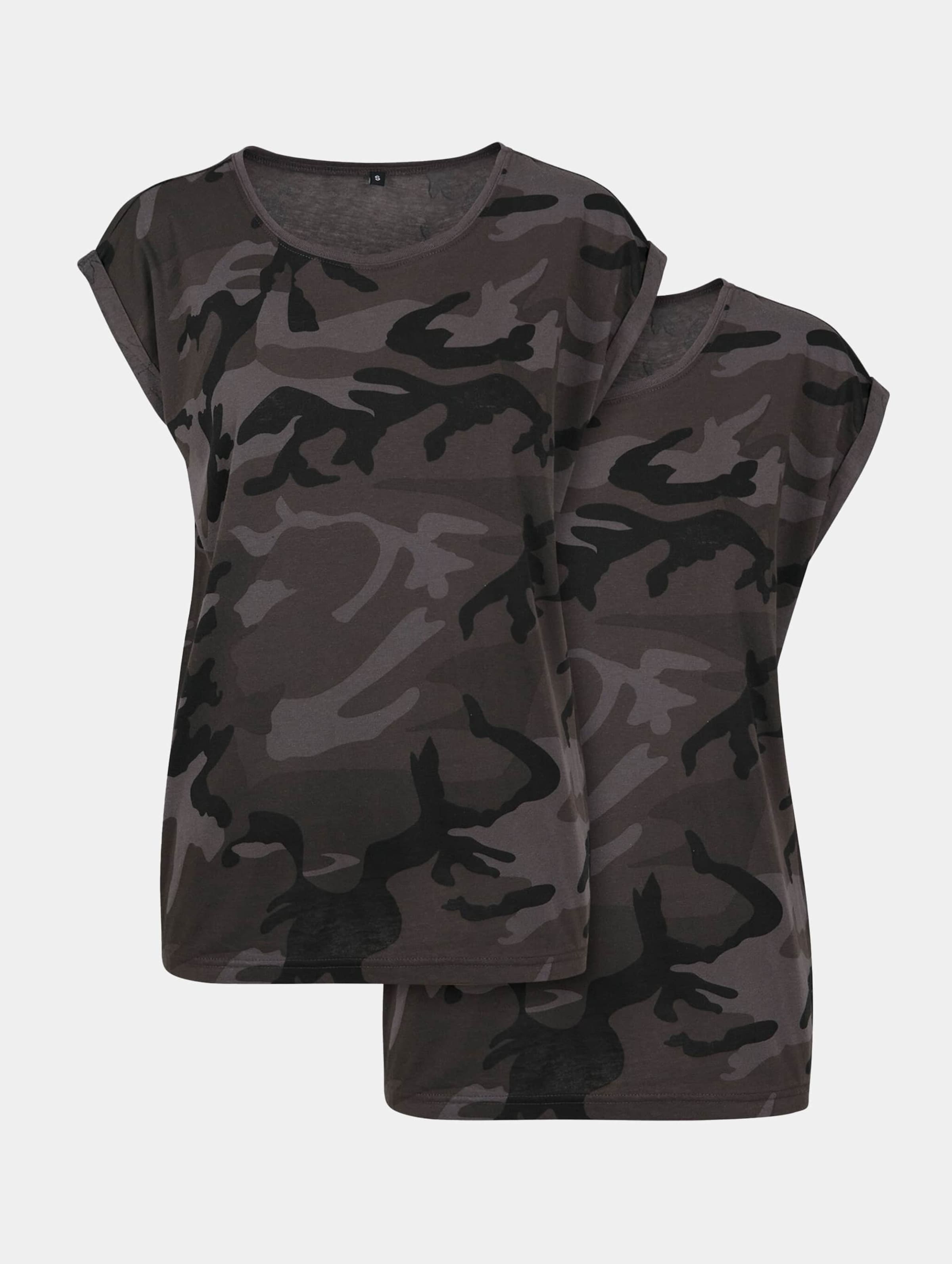 Build Your Brand Ladies Extended Shoulder Camo Tee 2-Pack Vrouwen op kleur camouflage, Maat L