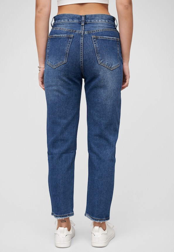 High-Waist Boyfriend Destroyed Jeans Hose 5-Pockets-1