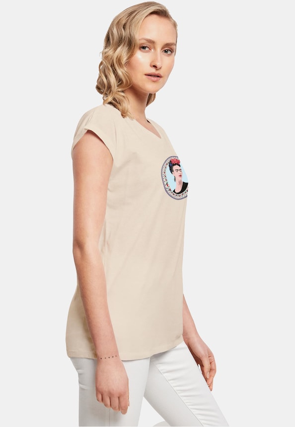 Ladies Frida Kahlo - Round Extended Shoulder Tee-3