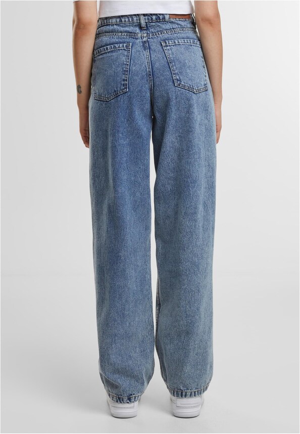 Ladies Distressed 90's Wide Leg Denim Pants-1