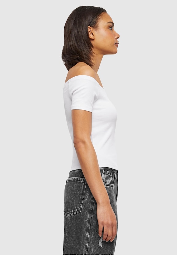 Ladies Organic Off Shoulder Rib Tee-2