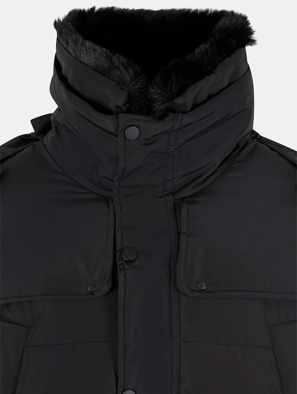 Urban Classics With Detachable Fur Collar Puffer Jackets-7