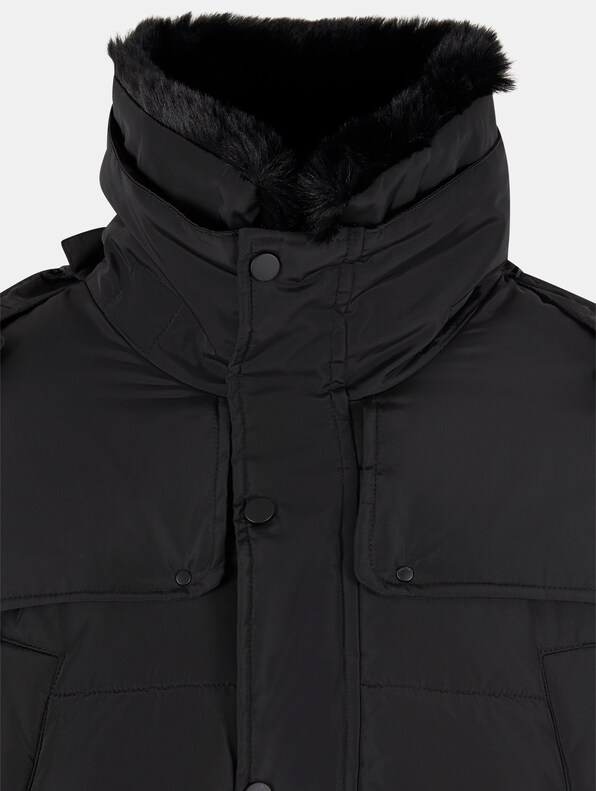 Urban Classics With Detachable Fur Collar Puffer Jackets-7
