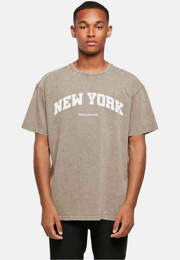 New York Wording - Acid Washed Oversize Tee-0