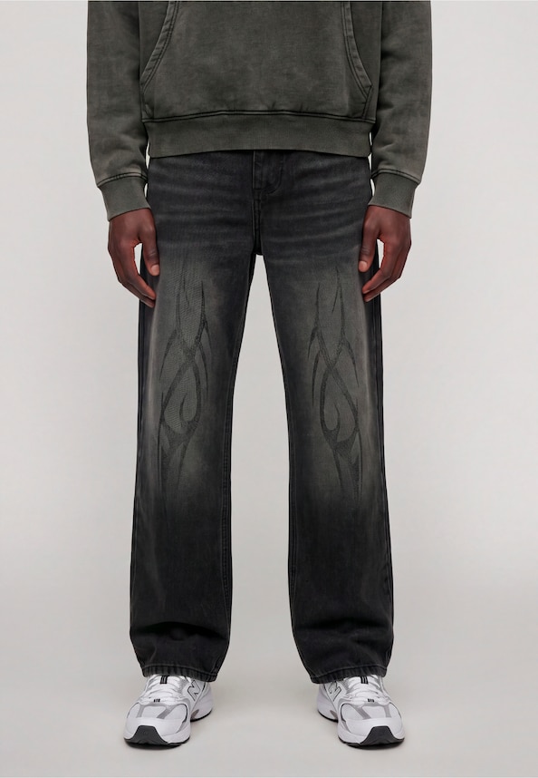 TRIBAL DISTRESSED PRINT BOOTCUT VINTAGE DENIM-0