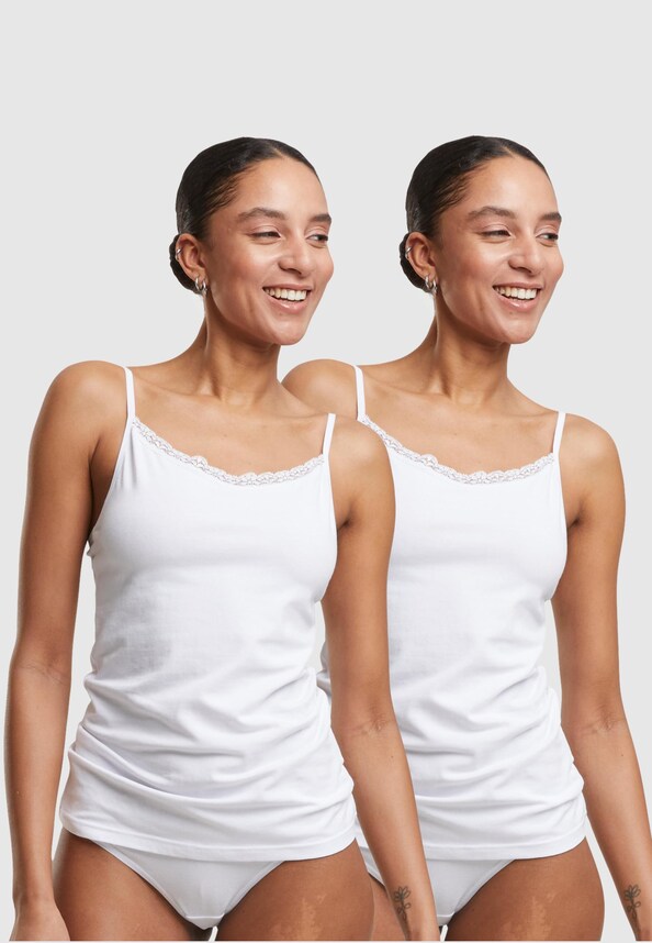 Ladies Basic Tank Top Cotton Lace 2-Pack-0