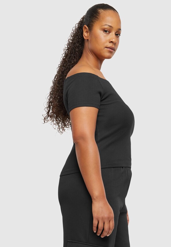 Ladies Organic Off Shoulder Rib Tee-16