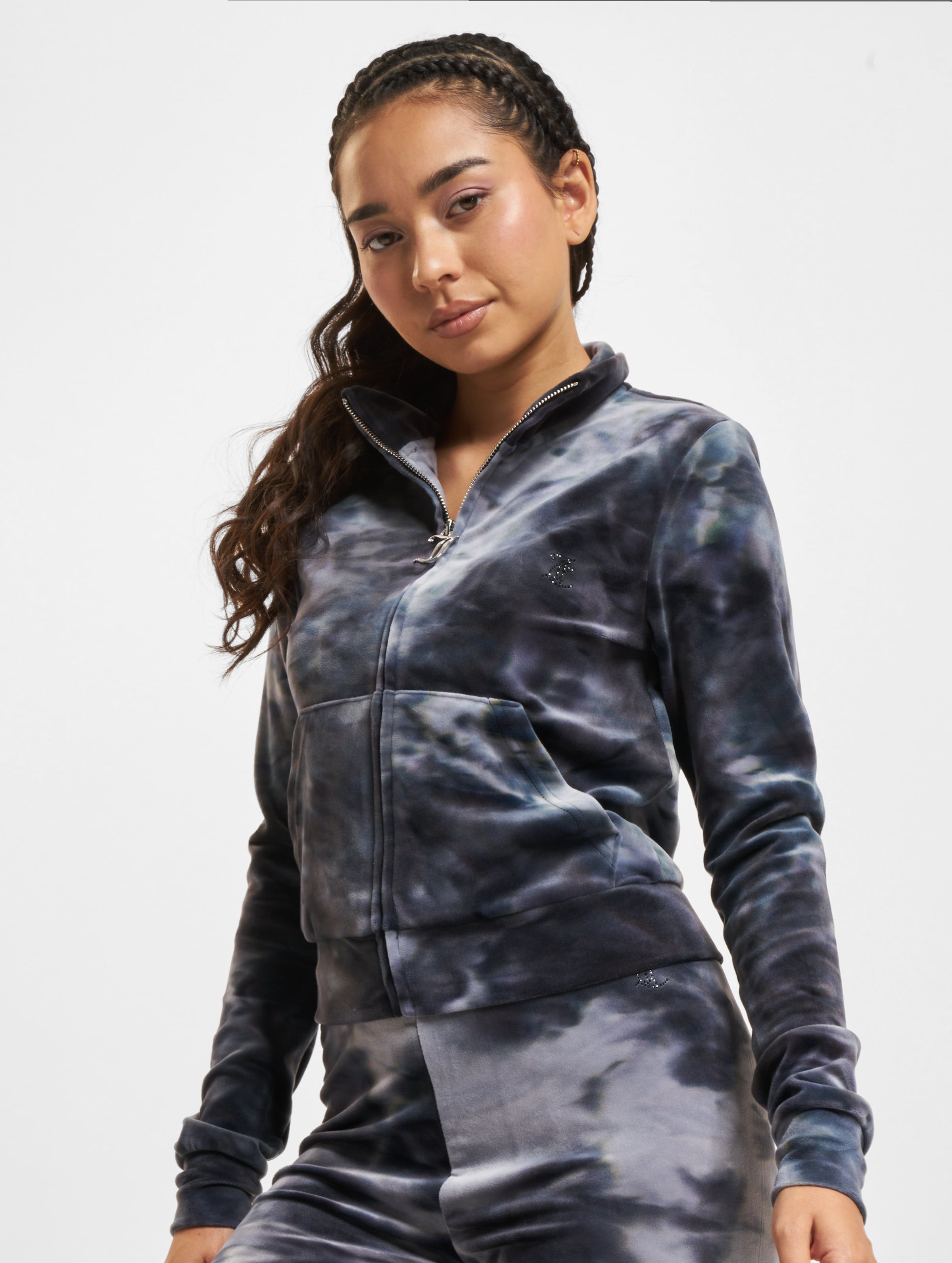 Juicy Couture Lieu Velour Tie Dye Freizeitjacke op kleur zwart, Maat L