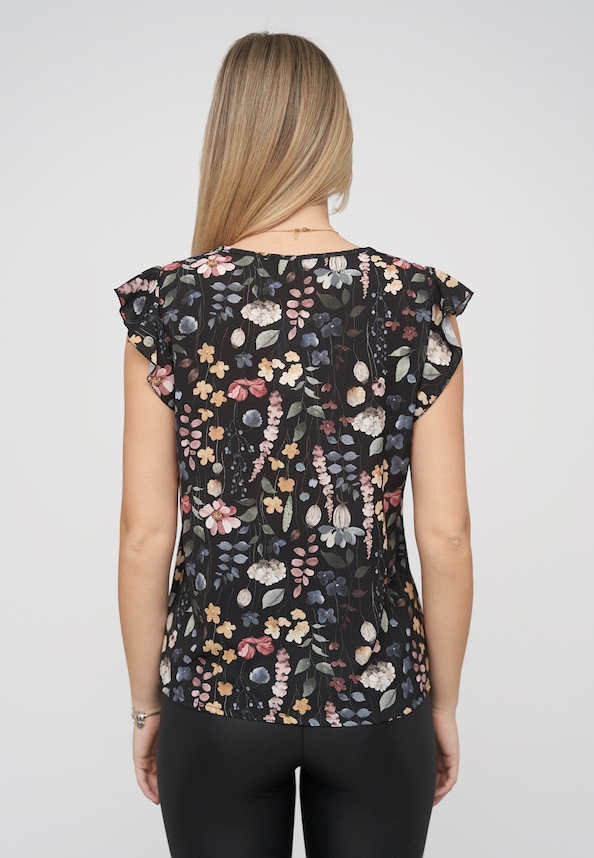 Blouse with buttons and floral print-1