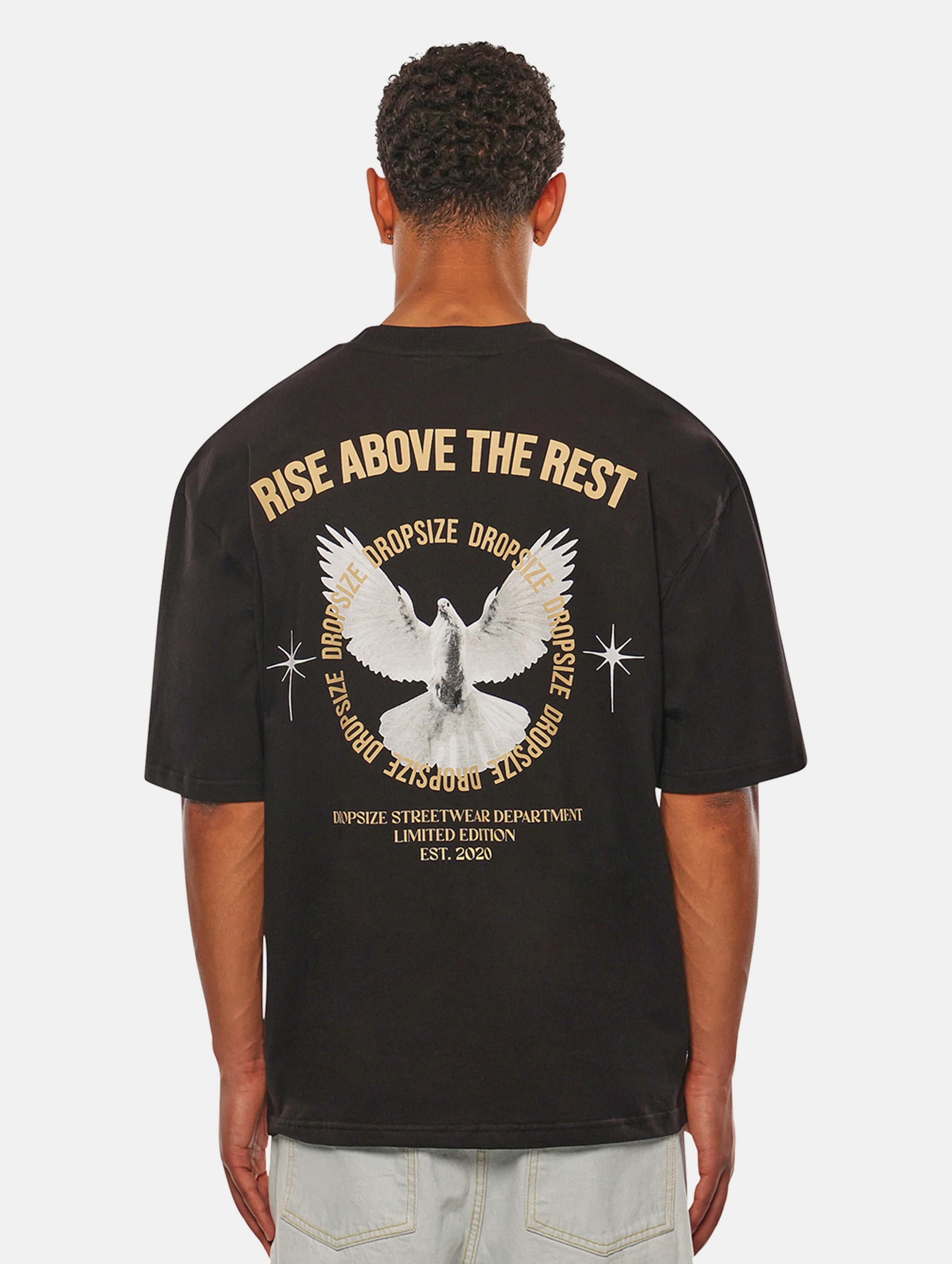 Dropsize Heavy Oversize Rise Above T-Shirts op kleur zwart, Maat XS