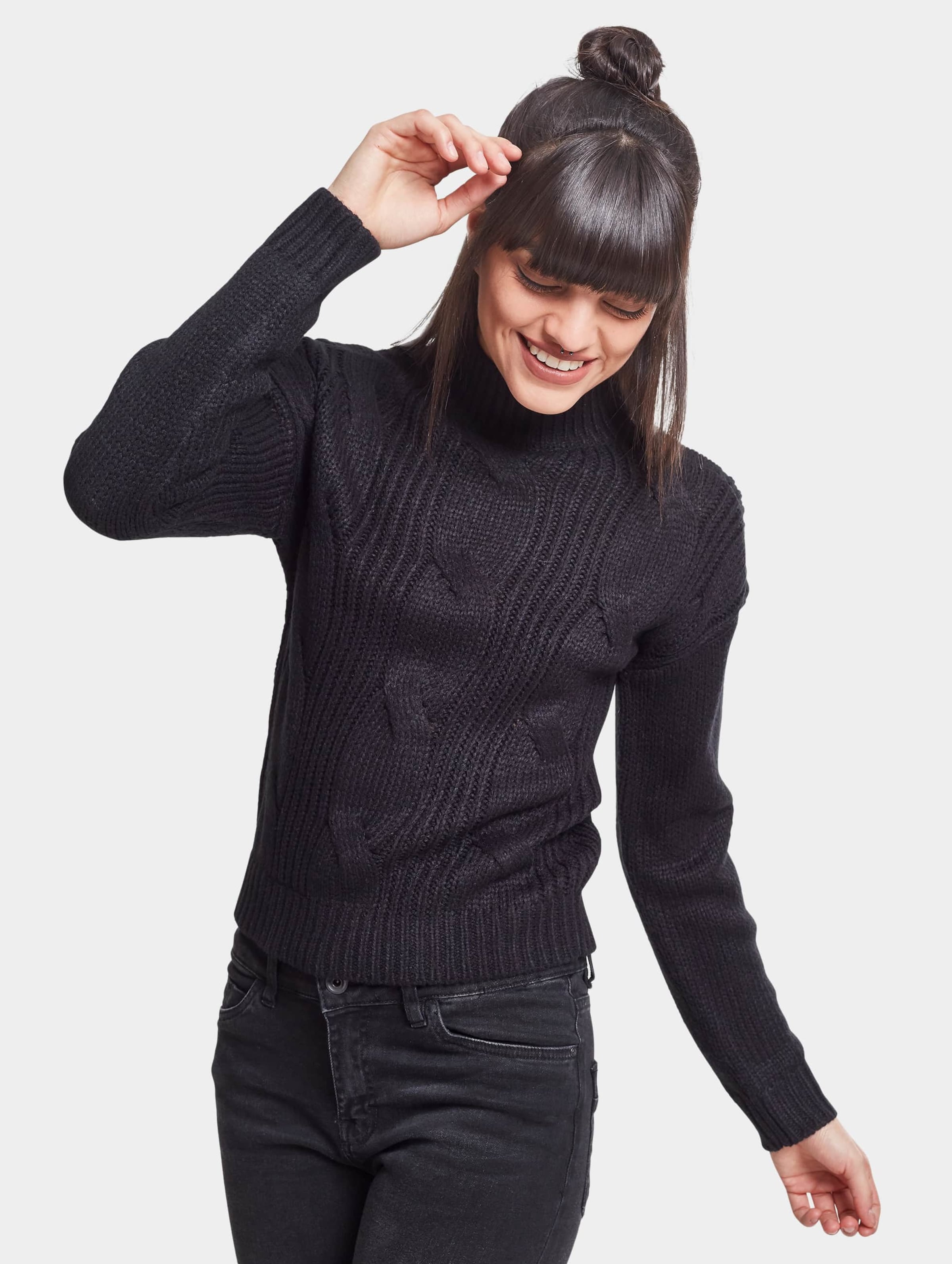 Urban Classics Sweater/trui -M- Short Turtleneck Zwart