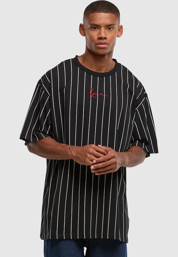 PS-KKMQ32063BLK KK Small Signature Pinstripe Tee black/white Plus Size-0