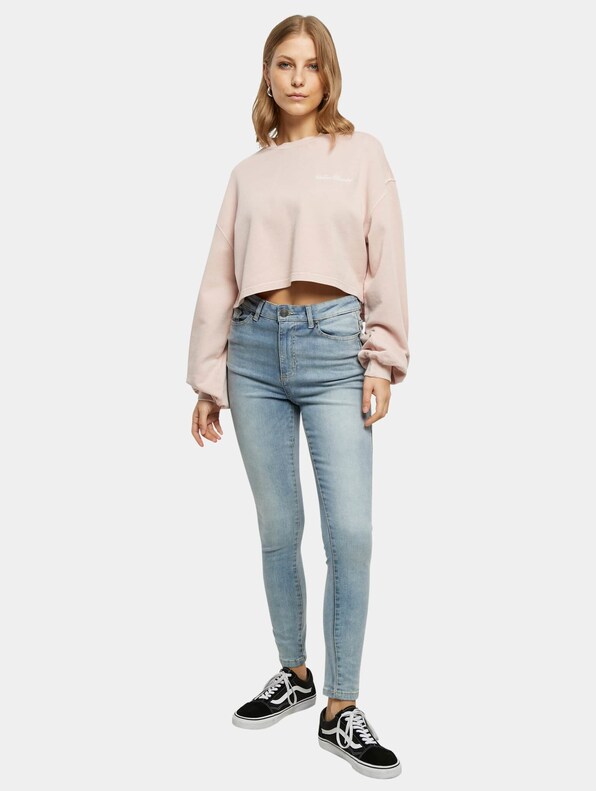 Ladies Cropped Small Embroidery Terry Crewneck-3