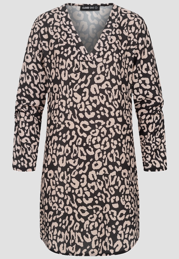 Cloud5ive Damen Turn-Up Crepe Kleid mit Animal Print-5