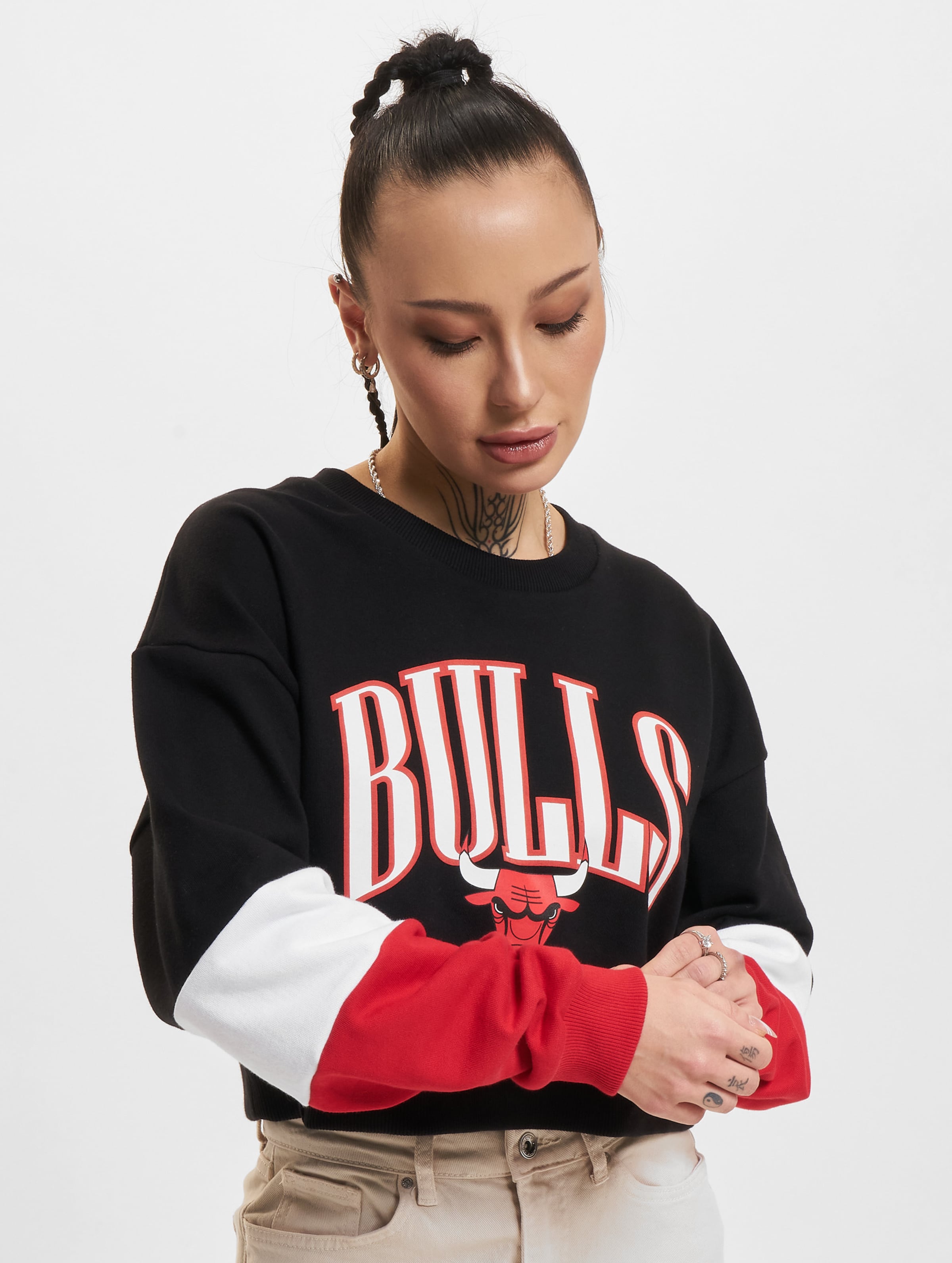 New Era NBA Colour Block Crew Chicago Bulls Frauen,Unisex op kleur zwart, Maat S