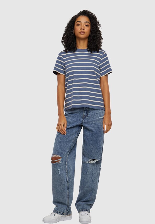 Ladies Striped Boxy Tee-4