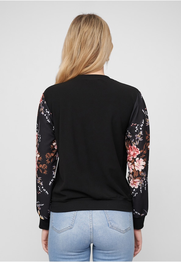 Blouson with Flower Print Sleeves-1