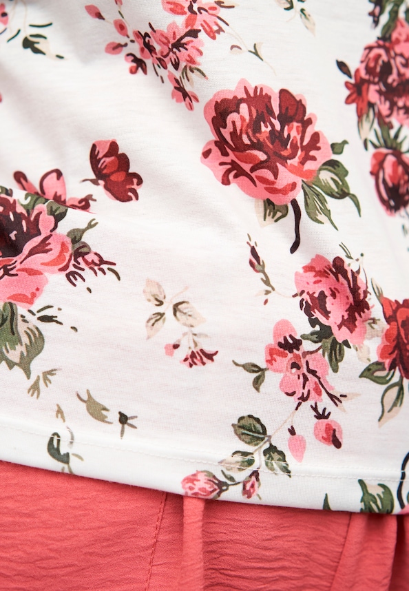 T-Shirt mit Blumenprint und Rundhals-4