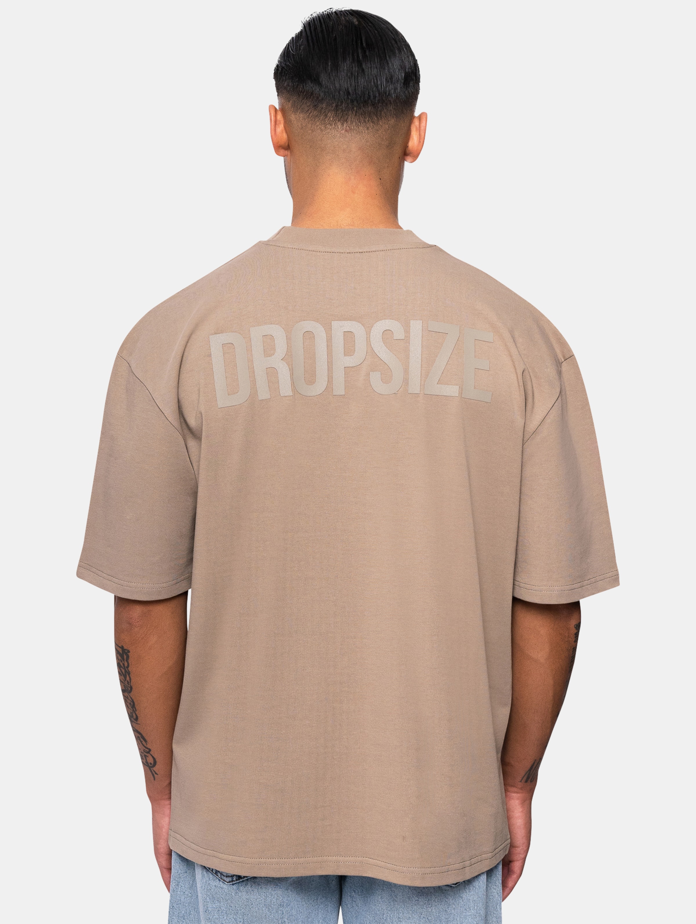 Dropsize Heavy Oversize HD Print T-Shirt op kleur bruin, Maat L