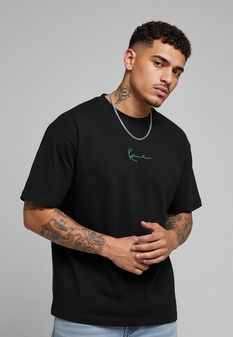 Small Signature Green Logo Tee black